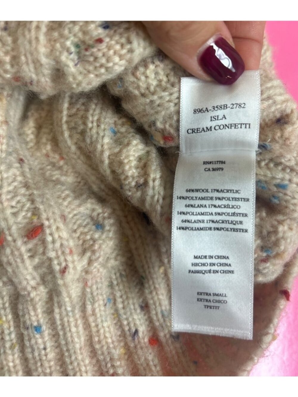 Rails Isla Cardigan Women's XS Cream Confetti Wool Blend Puff Sleeve Cropped - Picture 12 of 13